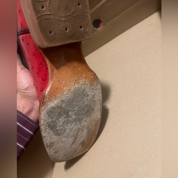 Red ostrich boots genuine ostrich - Picture 5 of 6